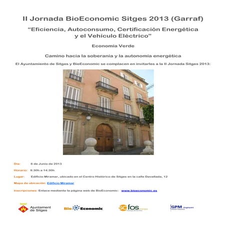 Programa II Jornada BioEconomic Sitges 2013