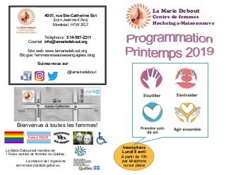 Programmation du printemps 2019 de La Marie Debout