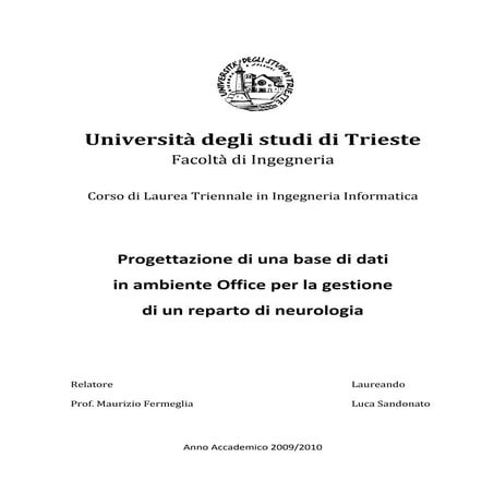 Progettazione di una base di dati in ambiente office per un reparto di neurol...