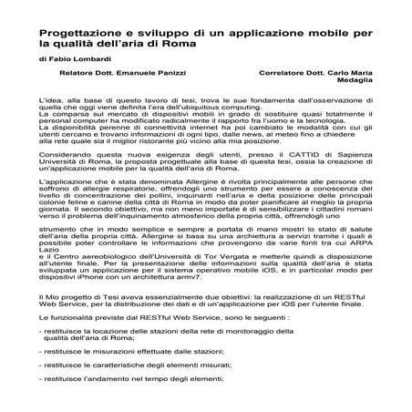 Progettazione e sviluppo di un'applicazione mobile per la qualità dell'aria a...