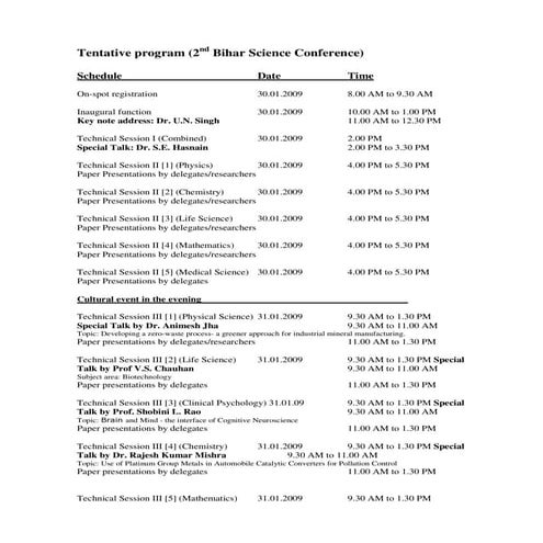 Tentative program | XLS