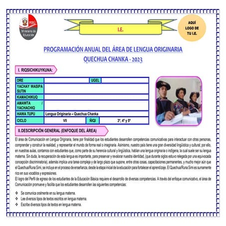 PROGRAM.  CURRIC.  ANUAL- VII CICLO - LENGUA ORIGINARIA - QUECHUA CHANKA - 20...