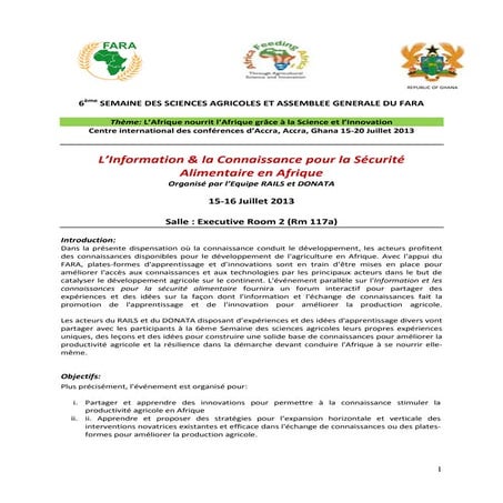 RAILS-DONATA side event: L’Information & la Connaissance pour la Sécurité Alimentaire en Afrique_note conceptuelle_French