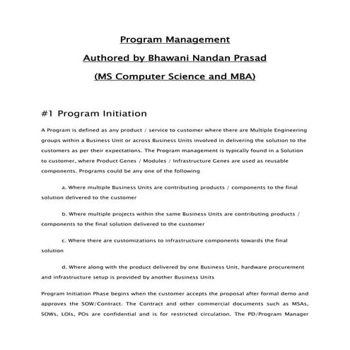 Program management-steps