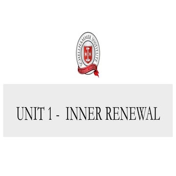 Program 1- Inner renewal- A BETTER YOU FOR A BETTER WORLD