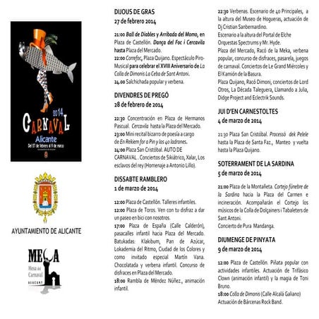 Programa Carnaval Alicante 2014