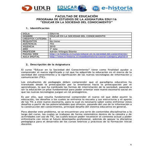 Programa - Educar en la Sociedad del Conocimiento - Adrian Villegas Dianta