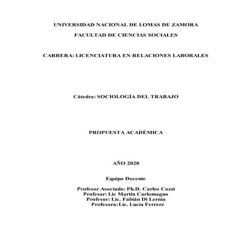 Programa   Sociología del trabajo