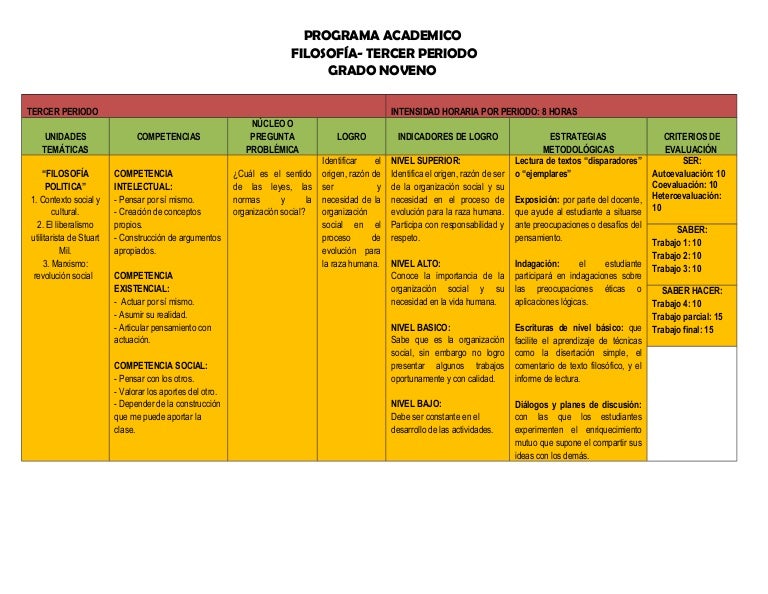 Programa academico grado 9 Programa academico grado 9