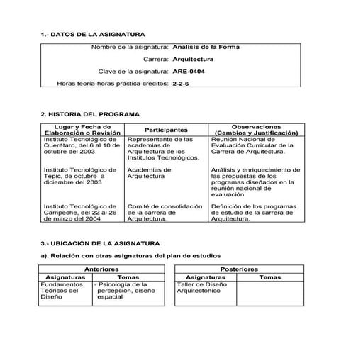 Programa analsis de la forma