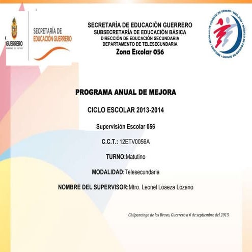 Programa anual de mejora 2013 2014 supervision 056 telesecundaria
