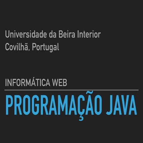 Introdução à Programação em Java - Aula 1 (PT-PT)