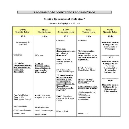 Programacao capacitacao