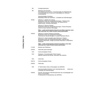 Programacao do evento do pibid