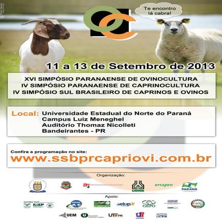 Programacao XVI Simpósio de Ovinocultura em Bandeirantes/PR