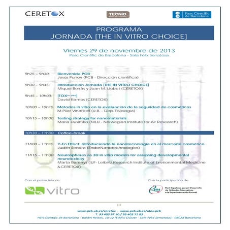 Programa Jornada The in vitro Choice 29 Noviembre 2013