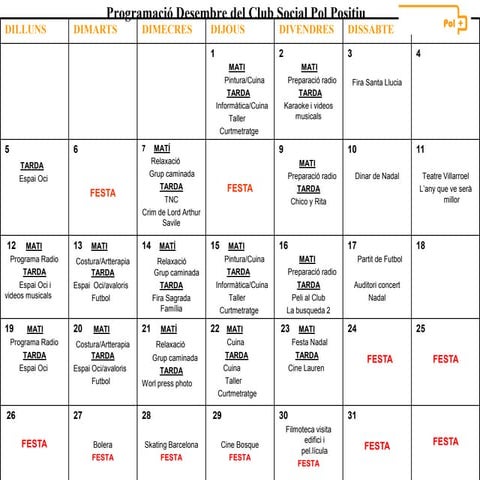 Programació desembre