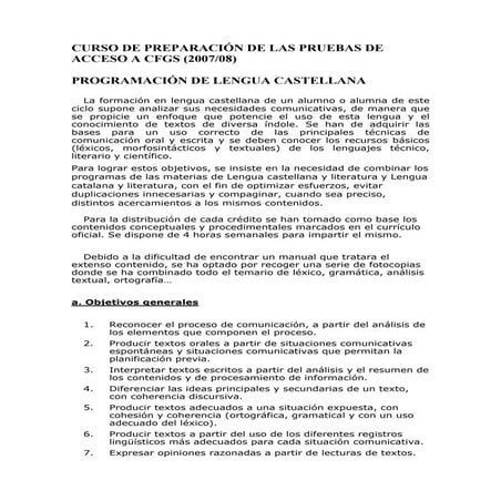 Programación Lengua Española PPA