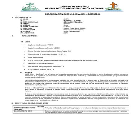 Programación anual del 1° año de secundaria 2015