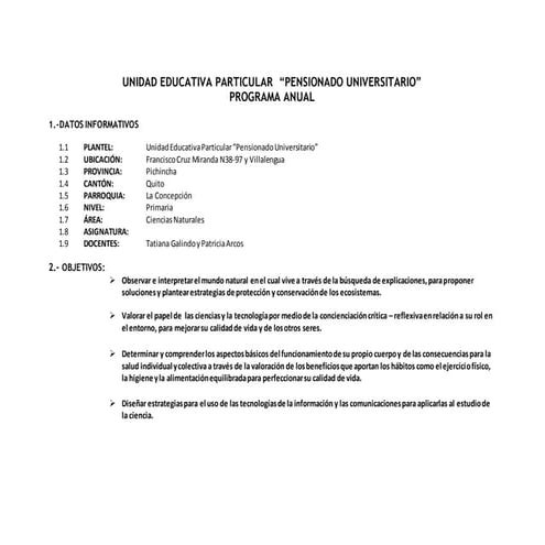 Programación ciencias naturales