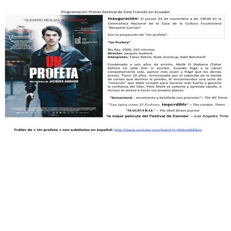 Programación festival del filme frances