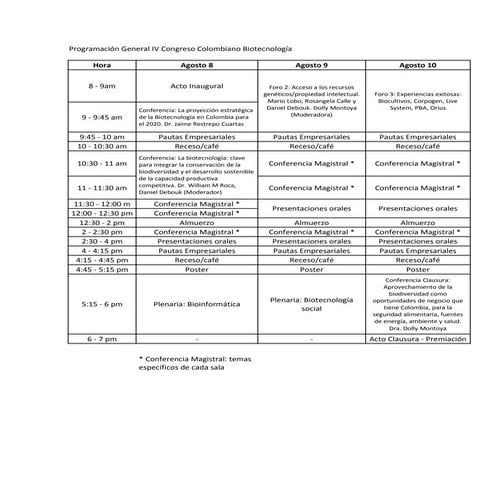 Programación General IV Congreso