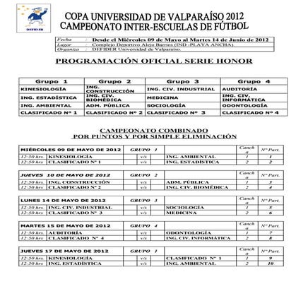 Programación oficial campeonato honor