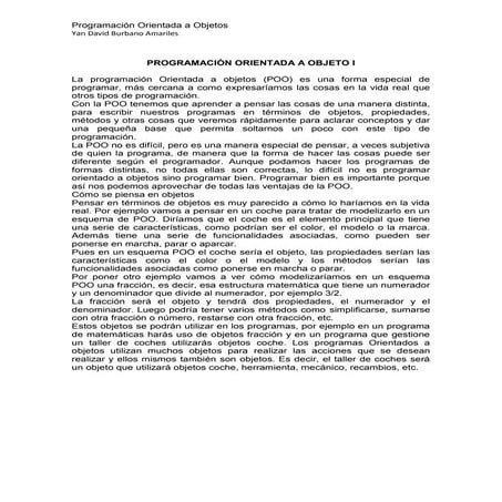 PROGRAMACIÓN ORIENTADA A OBJETOS I (PHP)