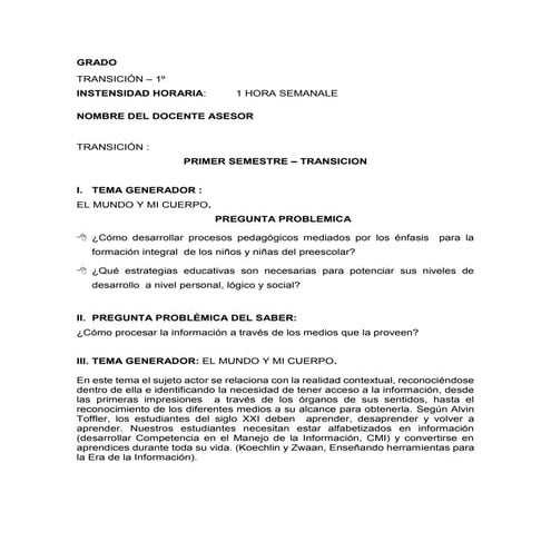 Programación primaria 1 a 5 | DOCX