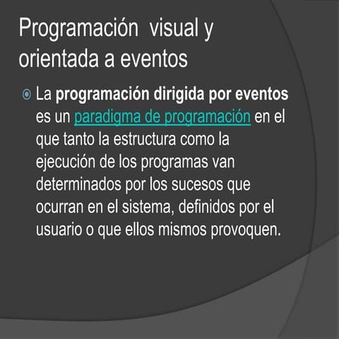Programación  visual y orientada a eventos