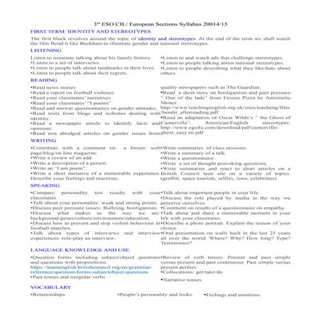 Programació 3r eso cil:seccions europees