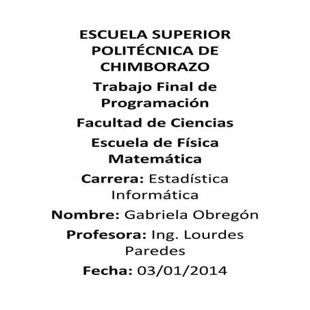 Trabajo Final de Programación