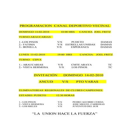 Programacion  14 02 2010