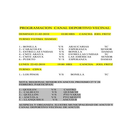 Programacion  21 02 2010