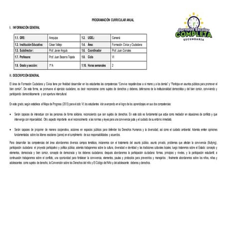 Programacion currurricular anual 1ro formacion civica y ciudadana
