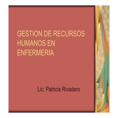 Programacion de recursos humanos en enfermeria