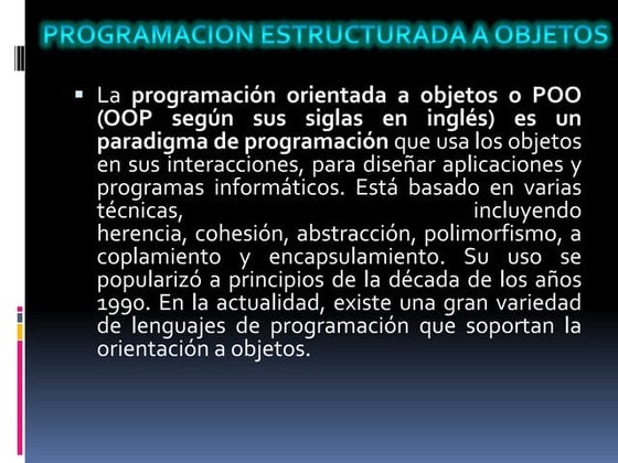 Programacion orientada a objetos | PPT
