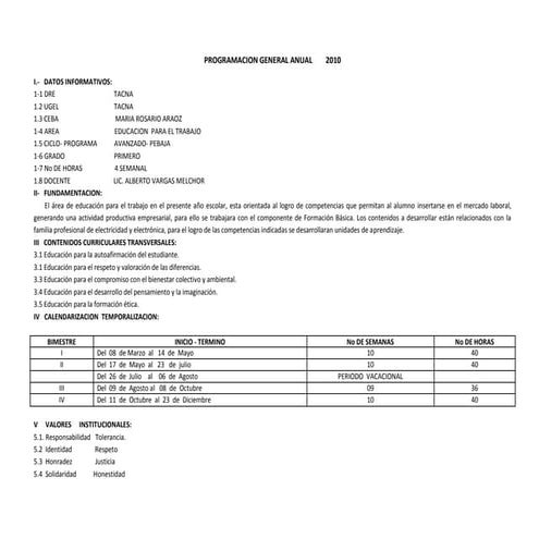 Programacion general anual 1ro