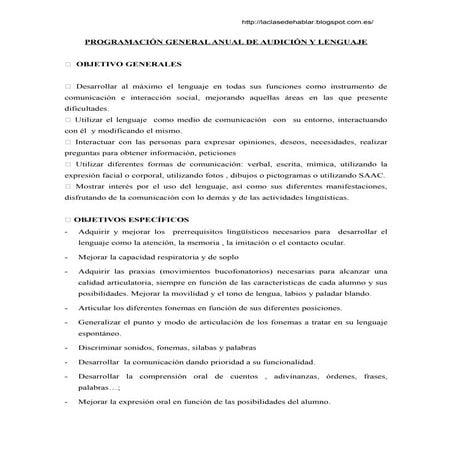 Programacion general aula de logopedia