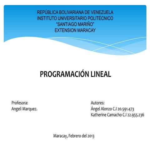 Programacion lineal | PPTX
