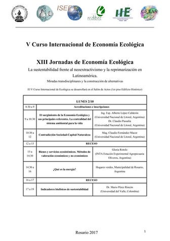 Programa Completo - VIII Jornadas de Economía Ecológica