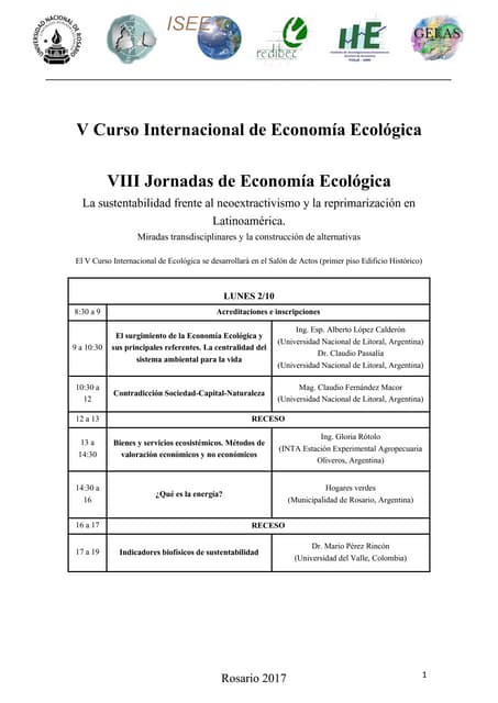 Programa Completo - VIII Jornadas de Economía Ecológica