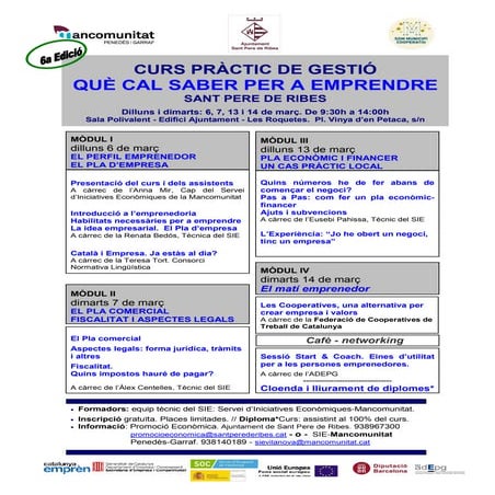 Programa curs gestió emprenedors