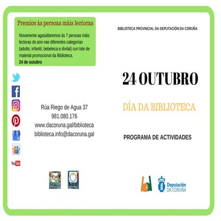 24 de outubro Día da Biblioteca: programa de actividades