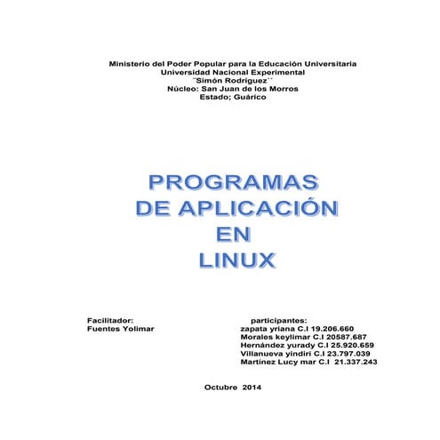 Programa de aplicacion en linux