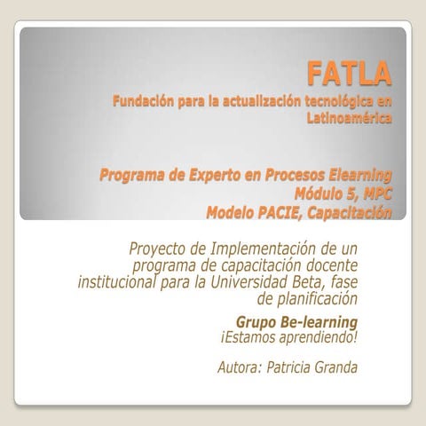 Programa de capacitación docente, fase de planificación