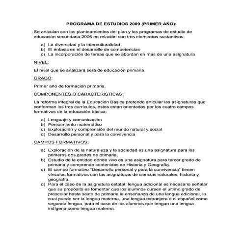 Programa de estudios 2009 | DOCX