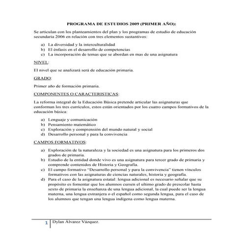 Programa de estudios 2009 | DOCX