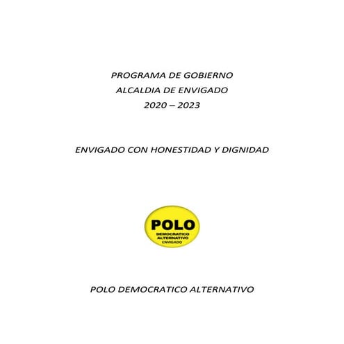 Programa de Gobierno Alcaldía Envigado