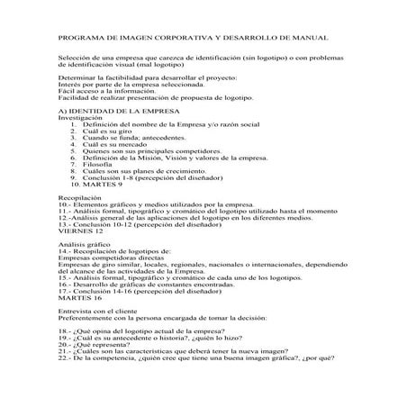 Programa de imagen corporativa y desarrollo de manual